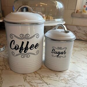 White Coffee and Sugar Canister Set